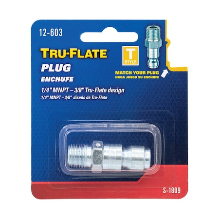 TRU-FLATE AIR PLUG 3/8""TF 1/4""MNPT 12603